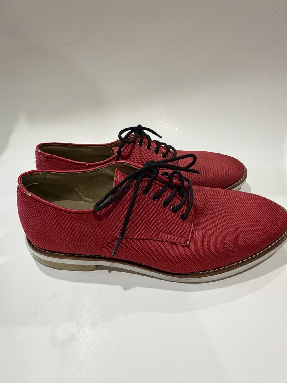 Calvin Klein Red Canvas Derby Shoes with Black Laces